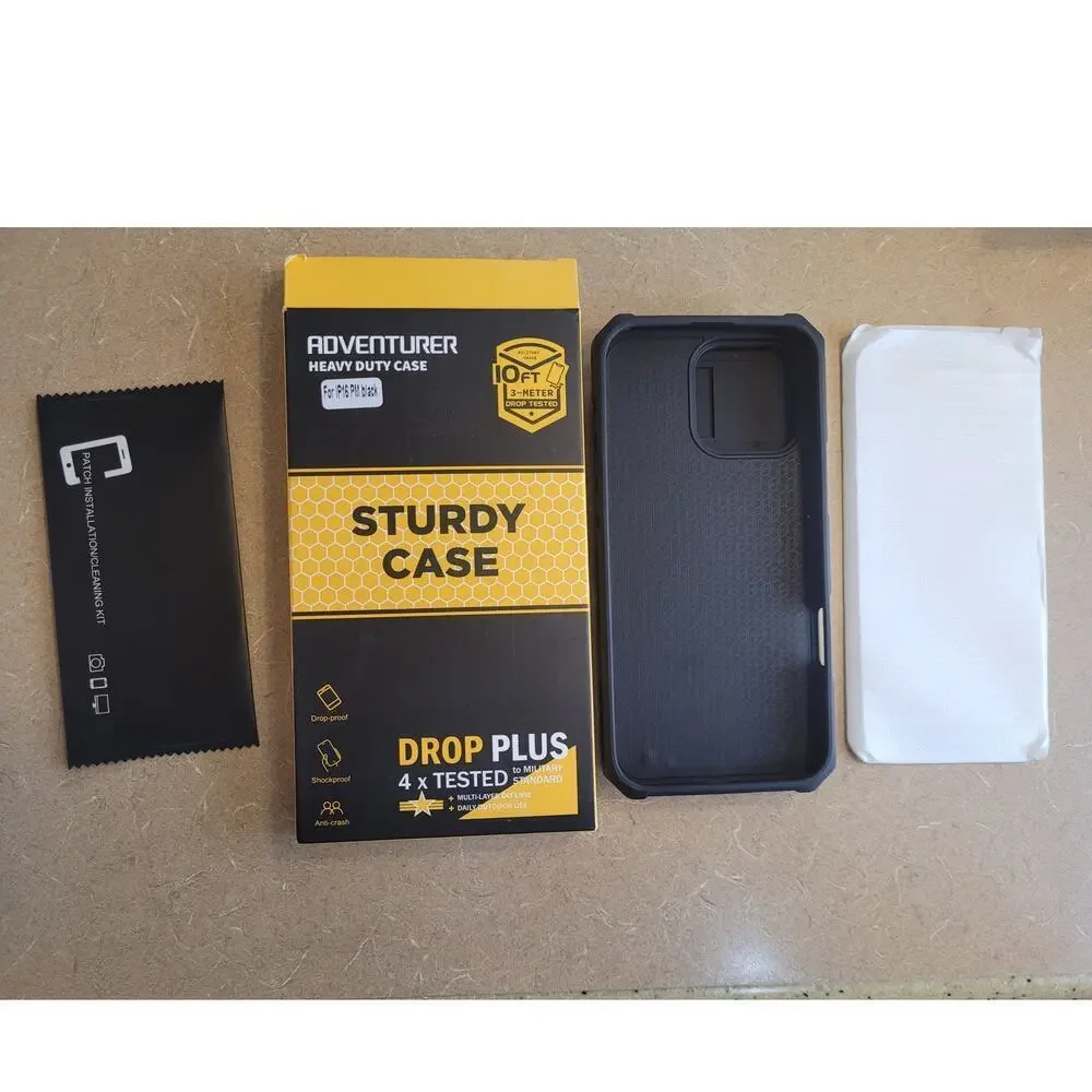 Adventurer Phone Case iP 16 PM Black Military Standard Camera Door NEW